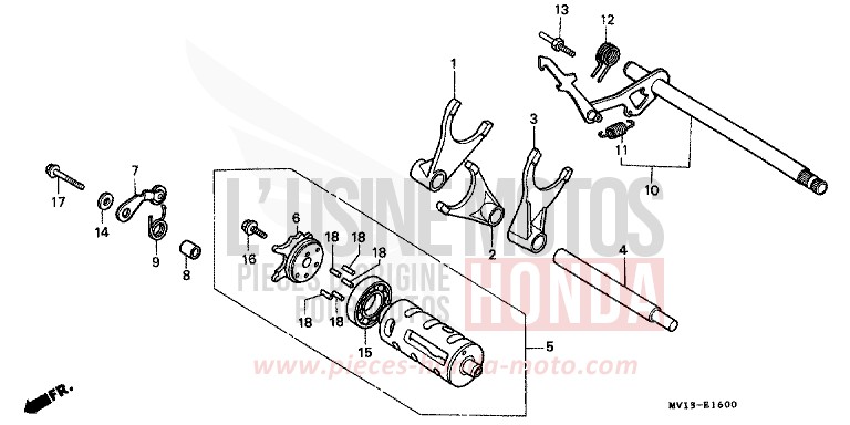 SCHALTTROMMEL von Africa Twin 750 SCHWARZ (NH1A) von 1990
